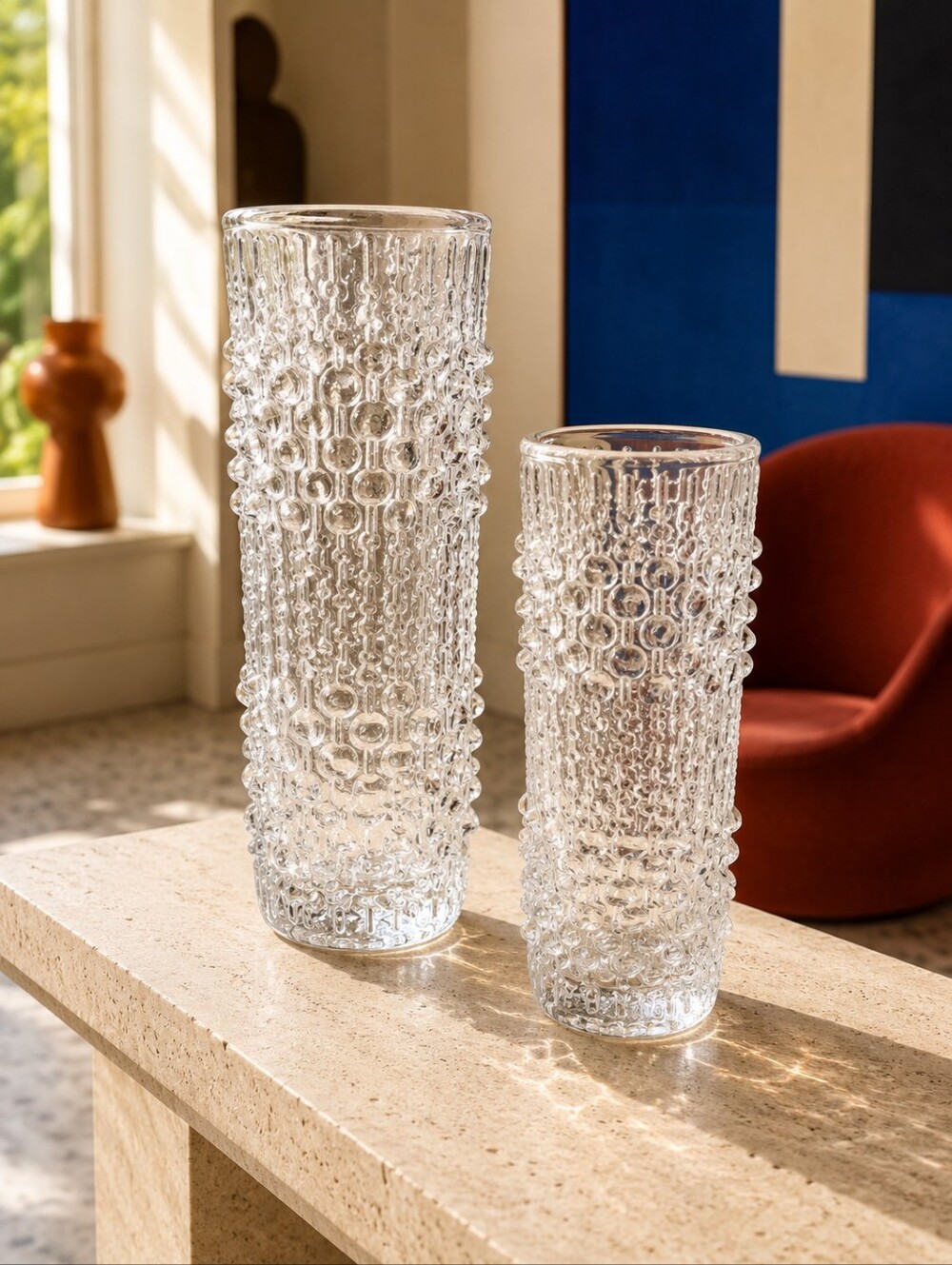 František Pečený Sklo Union Candle Wax Glass Vases 20245 Pair